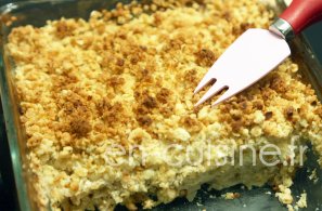 Recette crumble de céleri, chèvre et lardons au Thermomix