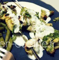 Recette brochettes de poulet au citron vert au Thermomix, crème miel citron