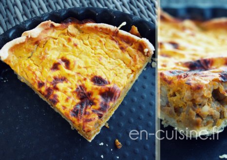 Recette tarte au potimarron, châtaignes et lardons au Thermomix